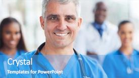  Presentation with portrait of medical professionals - Amazing presentation having diversity health - handsome senior medical surgeon portrait backdrop and a  colored foreground