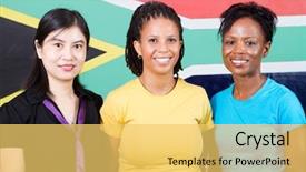  Presentation with south africa - Presentation theme enhanced with group of young south african background and a yellow colored foreground