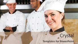  Presentation with hotel kitchen - Beautiful presentation featuring diversity hotel - group of young beautiful professional backdrop and a coral colored foreground