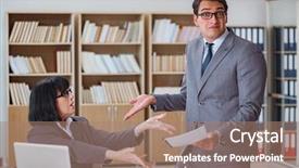  Presentation with diversity inclusion - Slide deck consisting of diversity inclusion - angry boss reprimanding fellow employee background and a coral colored foreground