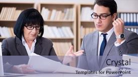  Presentation with diversity inclusion - Presentation design enhanced with diversity inclusion - business couple having discussion background and a light blue colored foreground