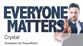  Presentation with inclusion - Audience pleasing slides consisting of diversity inclusion - business man pointing the text backdrop and a white colored foreground