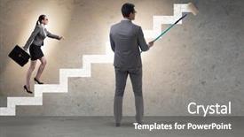  Presentation with career - Cool new presentation theme with diversity inclusion - businessman helping colleague to progress backdrop and a gray colored foreground