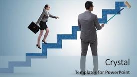  Presentation with career - Slides having diversity inclusion - businessman helping colleague to progress background and a light blue colored foreground