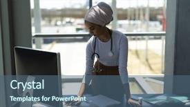  Presentation with front desk - Audience pleasing slide deck consisting of diversity inclusion - front view of beautiful young backdrop and a ocean colored foreground