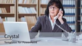  Presentation with office moves - Presentation design featuring diversity inclusion - mature businesswoman working background and a light blue colored foreground