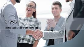  Presentation with virtual team meeting - PPT theme featuring diversity lawyer - attractive diverse business team meeting background and a light gray colored foreground