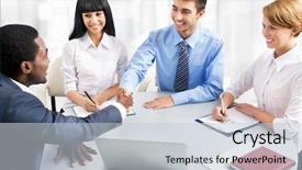  Presentation with business partner people joining hand - Slides with diversity lawyer - business people shaking hands finishing background and a lemonade colored foreground