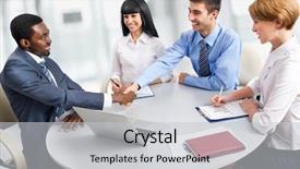  Presentation with business partner people joining hand - Beautiful presentation featuring diversity lawyer - business people shaking hands finishing backdrop and a light gray colored foreground