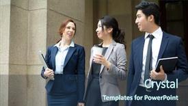  Presentation with walking - Theme with diversity lawyer - business people walking at outdoor background and a ocean colored foreground