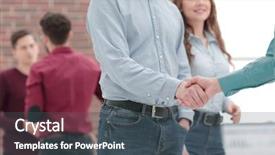  Presentation with handshake - PPT layouts having diversity lawyer - handshake between businesspeople background and a dark gray colored foreground