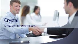  Presentation with business and politics handshake - Amazing presentation theme having diversity lawyer - handshake business partners at your backdrop and a sky blue colored foreground