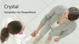  Presentation with handshake - PPT theme enhanced with diversity lawyer - handshake of two business woman background and a  colored foreground