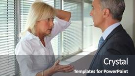  Presentation with debate - PPT theme with diversity lawyer - senior executives having heated debate background and a dark gray colored foreground