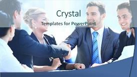  Presentation with shaking hands - PPT layouts consisting of diversity lawyer - two business colleagues shaking hands background and a sky blue colored foreground