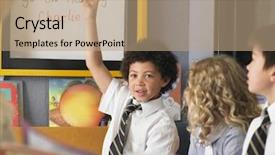  Presentation with elementary - Slides featuring diversity learning - elementary schoolboy giving answer background and a coral colored foreground