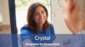  Presentation with nurse - Amazing PPT layouts having diversity nursing - nurse on home visit greeting backdrop and a ocean colored foreground