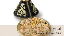  Presentation with diversity - PPT layouts featuring diversity of traditional festive moroccan cookies in a party tagine isolated on white background background and a coral colored foreground