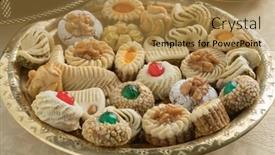  Presentation with diversity - Slides consisting of diversity of traditional festive moroccan cookies on a tagine dish background and a gold colored foreground