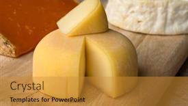  Presentation with camembert - Cool new PPT layouts with diversity of traditional french cheese like camembert mimolette on a cutting board and le mouillotin close up backdrop and a gold colored foreground