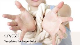  Presentation with diversity hands - Audience pleasing PPT layouts consisting of diversity prison - young woman with bound hands backdrop and a lemonade colored foreground