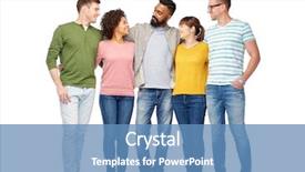  Presentation with diversity women - Presentation enhanced with diversity race ethnicity and people concept - international group of happy smiling men and women over white background and a teal colored foreground