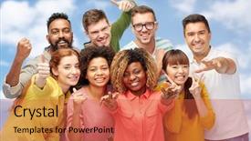  Presentation with diversity women - Colorful slide deck enhanced with hindu heaven - diversity race ethnicity and people backdrop and a red colored foreground