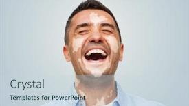  Presentation with vitiligo - Beautiful PPT theme featuring diversity-skin-pigmentation-and-people backdrop and a sky blue colored foreground