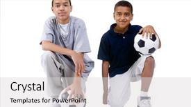  Presentation with soccer - Beautiful presentation featuring diversity sports - two young boys backdrop and a light gray colored foreground