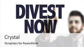  Presentation with now - Colorful presentation theme enhanced with divestments - business man pointing the text backdrop and a white colored foreground