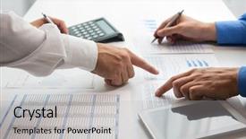  Presentation with work - Presentation consisting of dividend - business people at work background and a light gray colored foreground