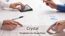  Presentation with work - Presentation consisting of dividend - business people at work background and a mint green colored foreground