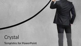 Presentation with business growth - Beautiful presentation design featuring dividend - businessman drawing a rising arrow backdrop and a light gray colored foreground