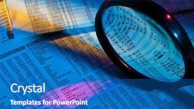  Presentation with magnifying glass - Theme consisting of dividend - gains and losses of stock background and a teal colored foreground