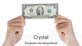  Presentation with holding hands - Audience pleasing theme consisting of dividend - hands holding two dollar banknote backdrop and a white colored foreground