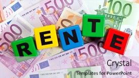  Presentation with european currency - PPT theme featuring dividend - pension concept german word rente background and a lemonade colored foreground