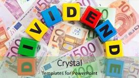  Presentation with european currency - PPT layouts having dividend concept german word dividende background and a seafoam green colored foreground