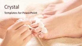  Presentation with salon - PPT theme featuring dividers - female legs in pedicure salon background and a cream colored foreground