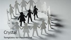  Presentation with people conflict - Presentation design with dividers - three human paper figures surrounded background and a light gray colored foreground