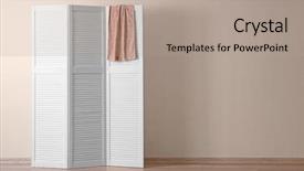  Presentation with room - Slides having dividers - white folding screen with towel background and a coral colored foreground