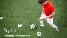  Presentation with football field or soccer field - PPT theme consisting of dividers - young man in football uniform background and a tawny brown colored foreground