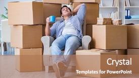  Presentation with moving - Presentation theme featuring dividers - young man moving background and a coral colored foreground