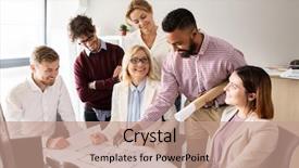  Presentation with architecture construction - Colorful PPT layouts enhanced with dividers meeting and discussing house backdrop and a coral colored foreground