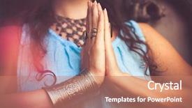 Presentation with divine - Colorful presentation enhanced with divine - close up of woman hands backdrop and a coral colored foreground