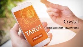  Presentation with psychic - Slide deck featuring divine - smartphone with modern fortunetelling application background and a coral colored foreground