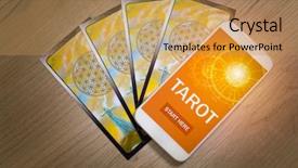  Presentation with application - Amazing presentation theme having divine - tarot cards and smartphone backdrop and a coral colored foreground