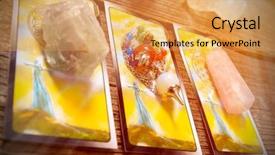  Presentation with crystals - Beautiful slide deck featuring divine - tarot cards dowsing tool backdrop and a yellow colored foreground