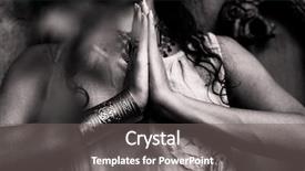  Presentation with divine - Amazing PPT theme having divine - woman hands in namaste gesture backdrop and a gray colored foreground