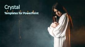  Presentation with witchcraft - Presentation design consisting of divine - woman holds spellbook in hands background and a wine colored foreground