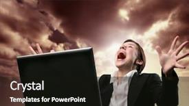  Presentation with divine - Audience pleasing PPT layouts consisting of divine connection - happy woman at computer backdrop and a  colored foreground